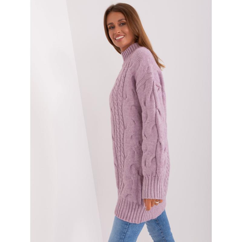 Világos rózsaszín pulóver puffos ujjú