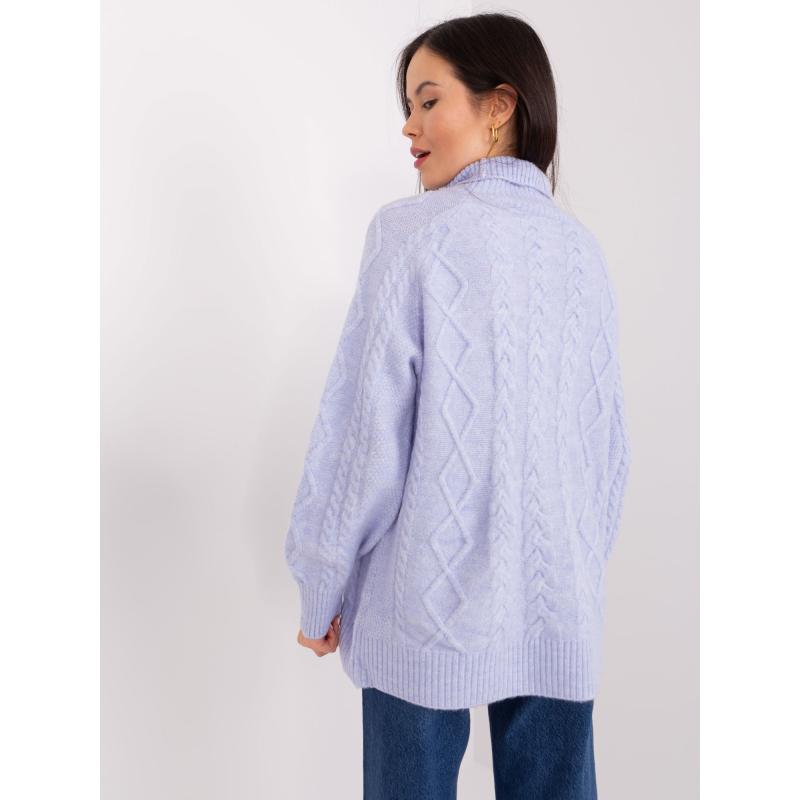 Világos lila oversize pulóver puffos ujjakkal