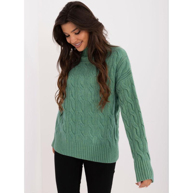 Ecru-hnědá základní blůza s rolákem a pruhy