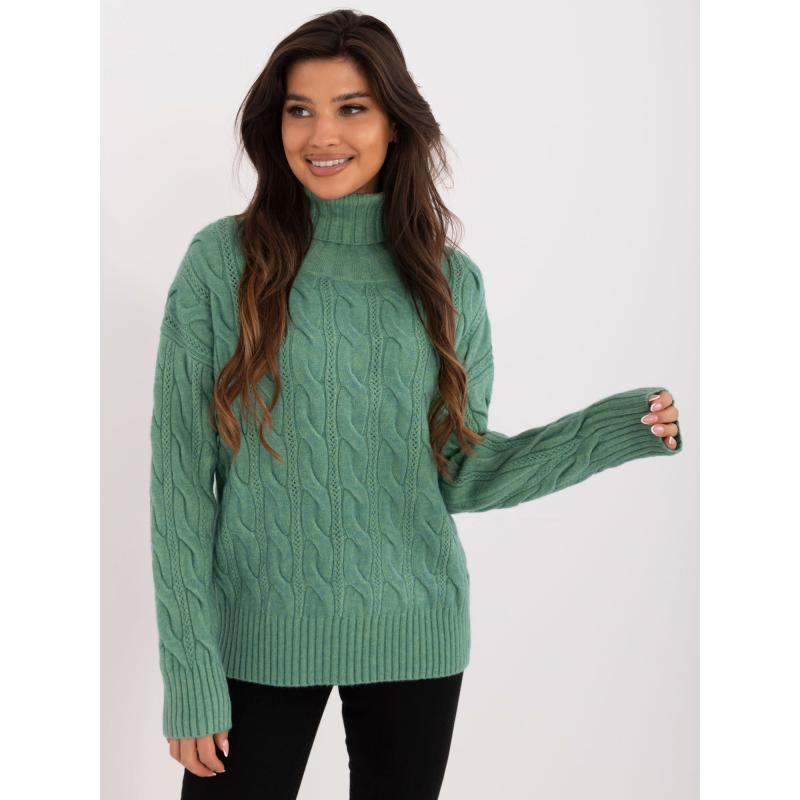 Ecru-hnědá základní blůza s rolákem a pruhy