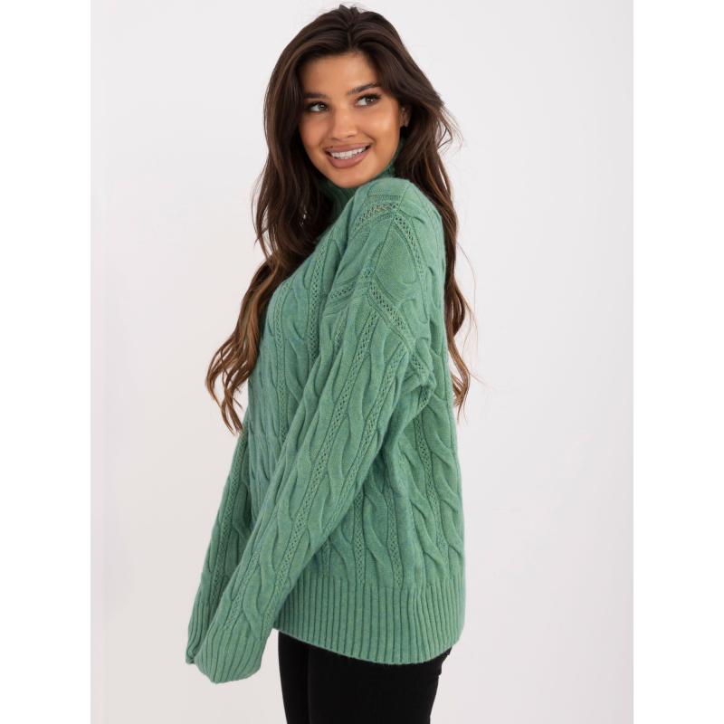 Ecru-hnědá základní blůza s rolákem a pruhy