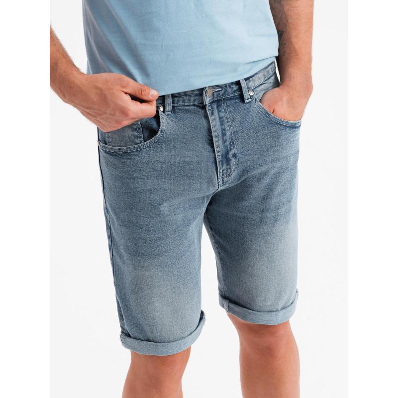 Pánske krátke džínsové šortky s vyhrnutou nohavicou - svetlomodré V1 OM-SRDS-0164