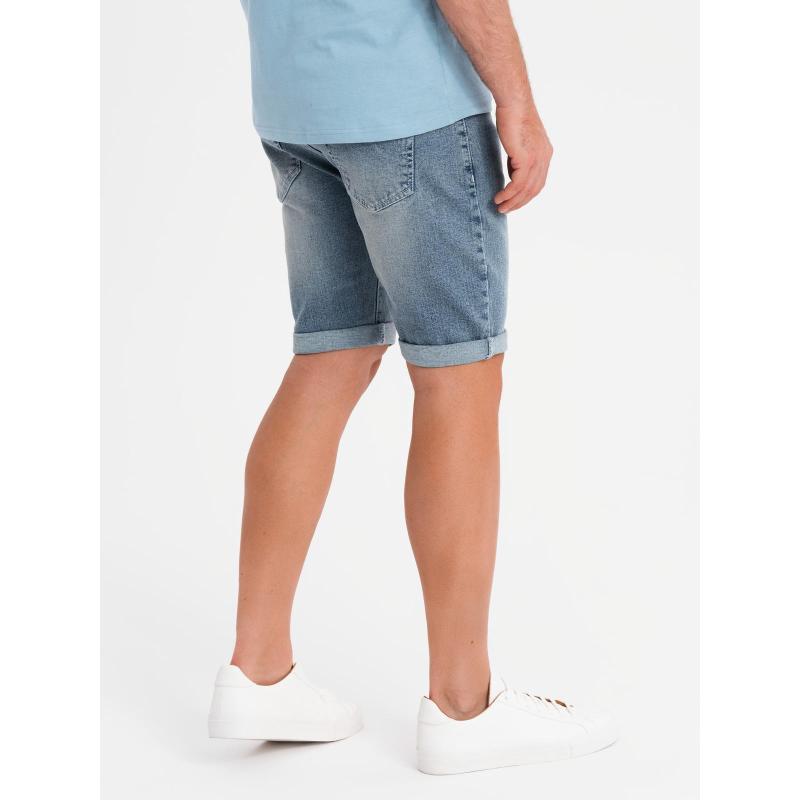 Pánske krátke džínsové šortky s vyhrnutou nohavicou - svetlomodré V1 OM-SRDS-0164