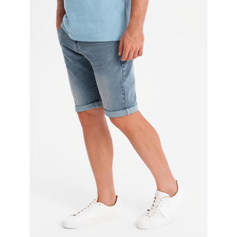 Pánske krátke džínsové šortky s vyhrnutou nohavicou - svetlomodré V1 OM-SRDS-0164
