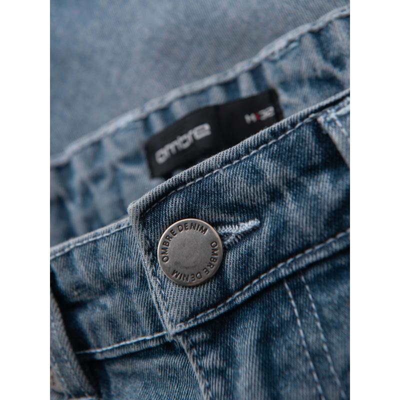 Pánske krátke džínsové šortky s vyhrnutou nohavicou - svetlomodré V1 OM-SRDS-0164