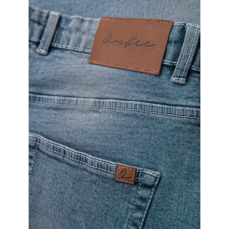 Pánske krátke džínsové šortky s vyhrnutou nohavicou - svetlomodré V1 OM-SRDS-0164