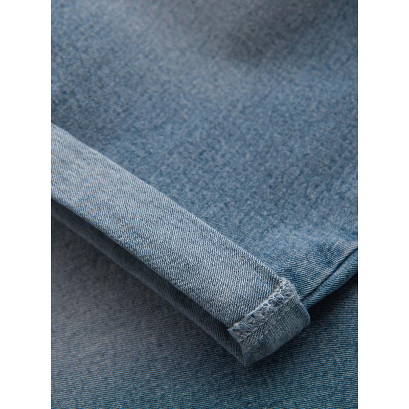 Pánske krátke džínsové šortky s vyhrnutou nohavicou - svetlomodré V1 OM-SRDS-0164