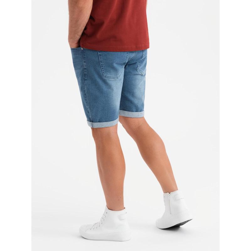 Pánske krátke džínsové šortky s vyhrnutou nohavicou - modré V2 OM-SRDS-0164