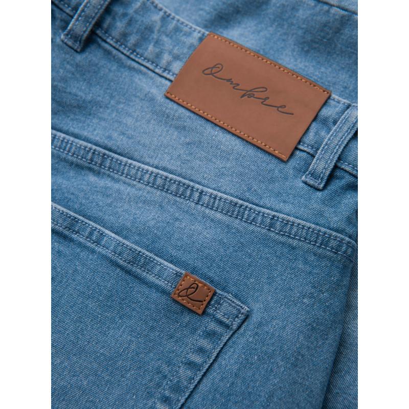 Pánske krátke džínsové šortky s vyhrnutou nohavicou - modré V2 OM-SRDS-0164