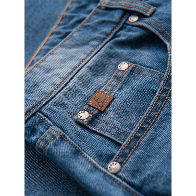 Pánske krátke džínsové šortky s roztrhanou nohavicou a dierami - modré V3 OM-SRDS-0157