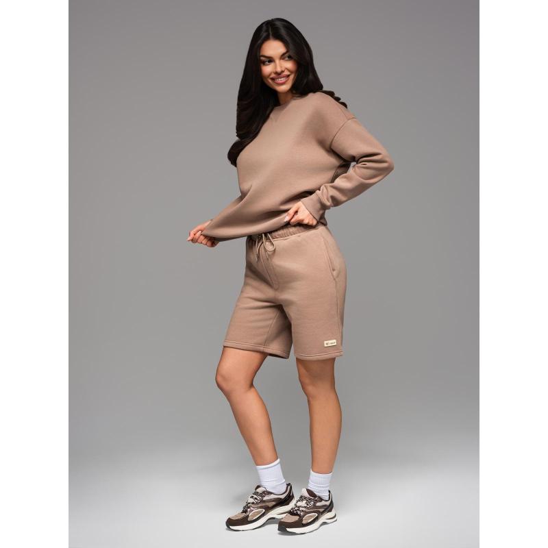 UNISEX souprava tepláková souprava mikina + šortky - hnědá V16 Z108