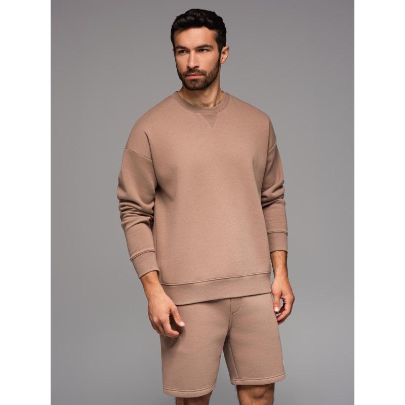 UNISEX souprava tepláková souprava mikina + šortky - hnědá V16 Z108