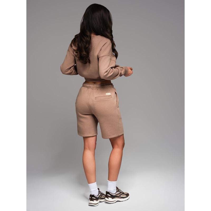 UNISEX souprava tepláková souprava mikina + šortky - hnědá V16 Z108