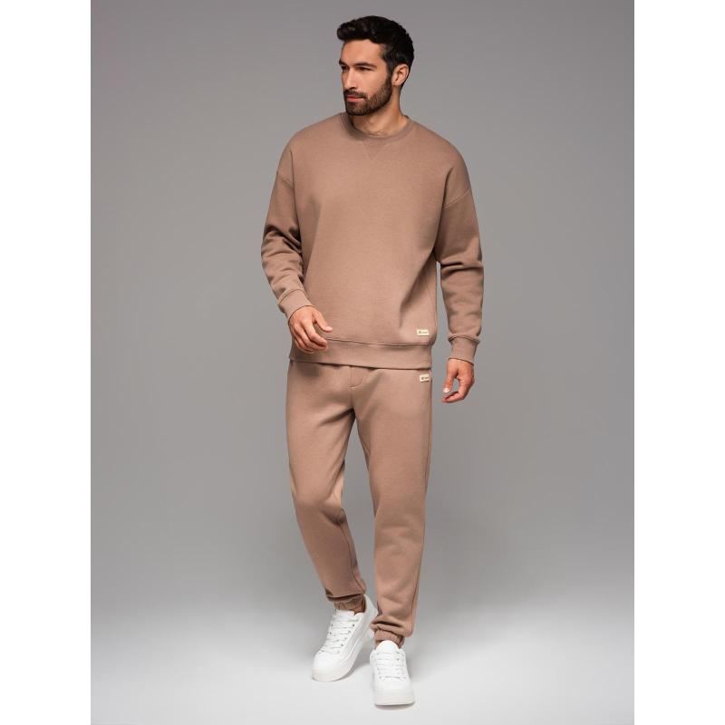 UNISEX souprava tepláková souprava ve stylu athleisure s kalhotami a mikinou - hnědá V16 Z109