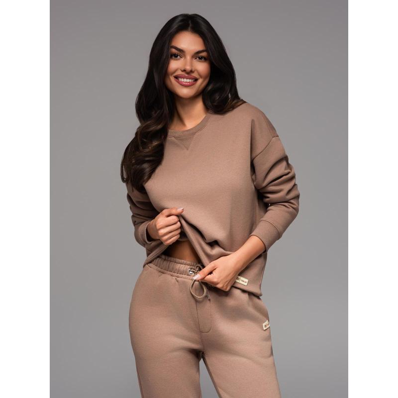 UNISEX souprava tepláková souprava ve stylu athleisure s kalhotami a mikinou - hnědá V16 Z109