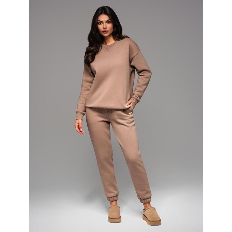 UNISEX souprava tepláková souprava ve stylu athleisure s kalhotami a mikinou - hnědá V16 Z109