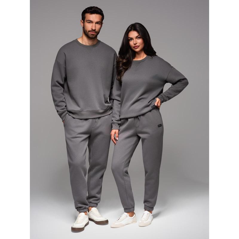 UNISEX souprava tepláková souprava ve stylu athleisure s kalhotami a mikinou - šedá V18 Z109