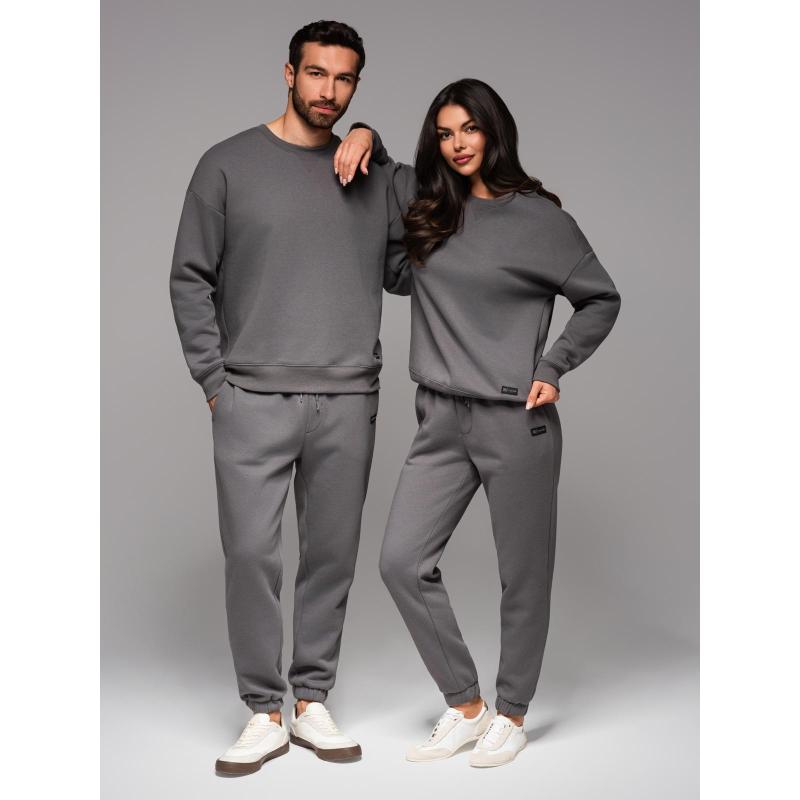 UNISEX souprava tepláková souprava ve stylu athleisure s kalhotami a mikinou - šedá V18 Z109