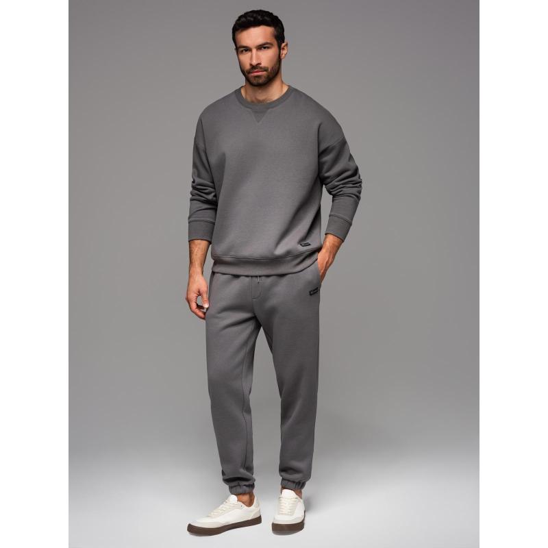 UNISEX souprava tepláková souprava ve stylu athleisure s kalhotami a mikinou - šedá V18 Z109