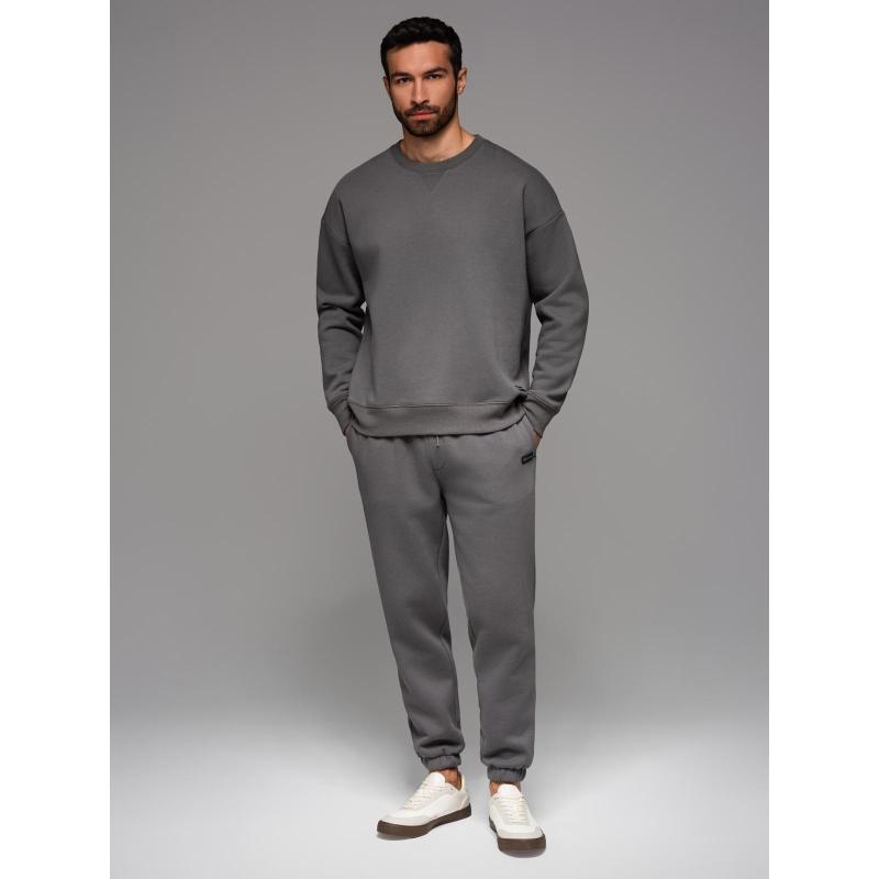 UNISEX souprava tepláková souprava ve stylu athleisure s kalhotami a mikinou - šedá V18 Z109