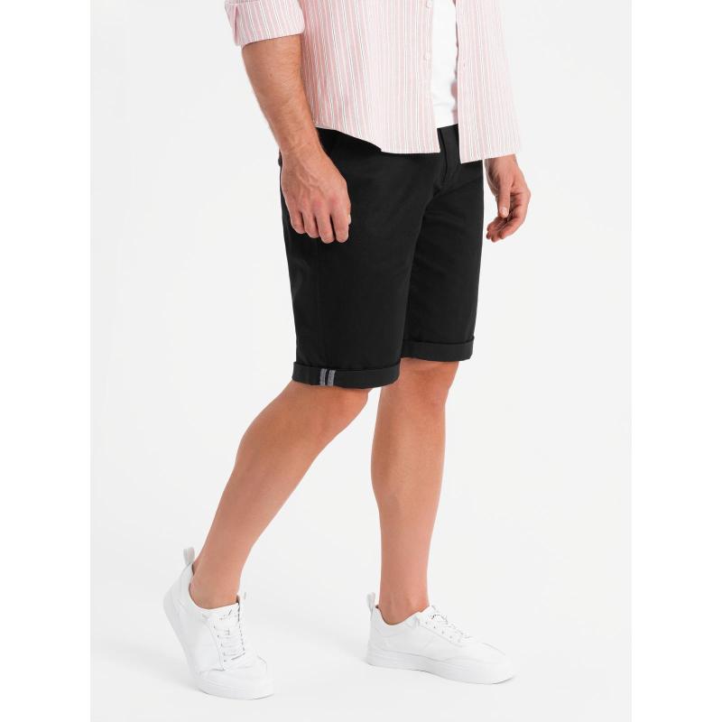 Klasické pánske chino šortky s rozopnutou nohavicou - čierne V9 OM-SRCS-0197