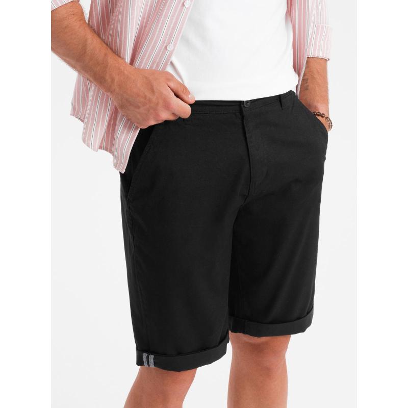 Klasszikus férfi chino rövidnadrág nyitott szárral - fekete V9 OM-SRCS-0197 OM-SRCS-0197