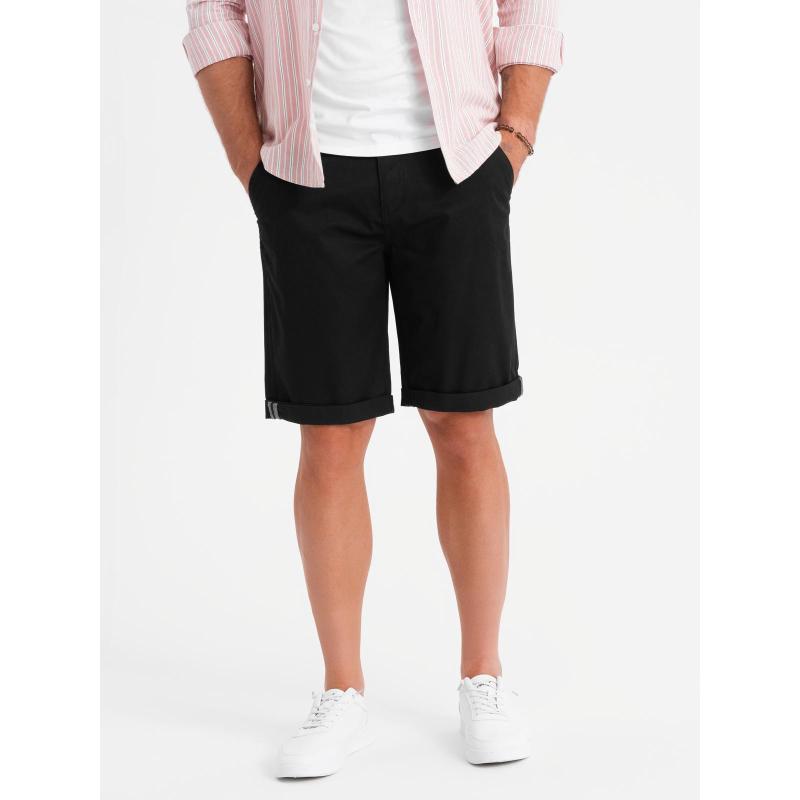 Klasszikus férfi chino rövidnadrág nyitott szárral - fekete V9 OM-SRCS-0197 OM-SRCS-0197