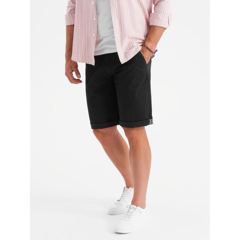 Klasszikus férfi chino rövidnadrág nyitott szárral - fekete V9 OM-SRCS-0197 OM-SRCS-0197