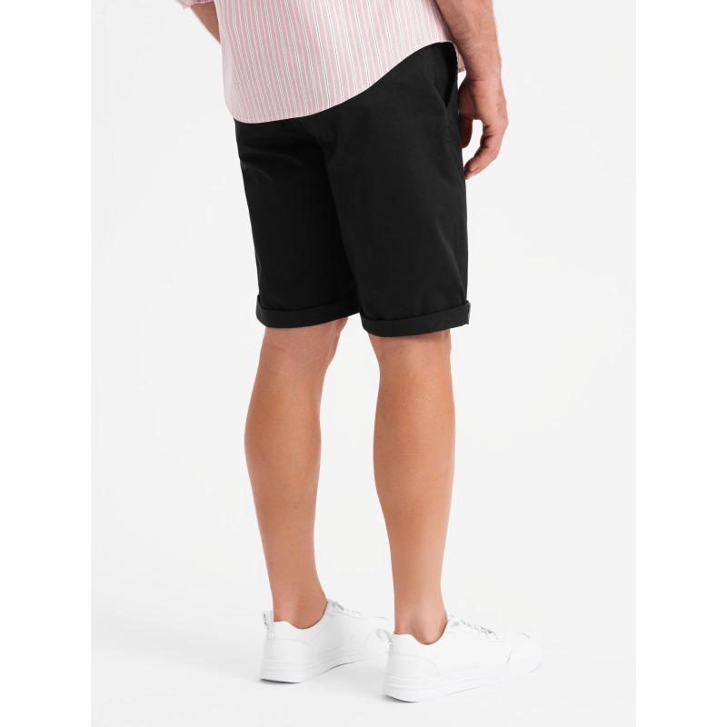 Klasszikus férfi chino rövidnadrág nyitott szárral - fekete V9 OM-SRCS-0197 OM-SRCS-0197