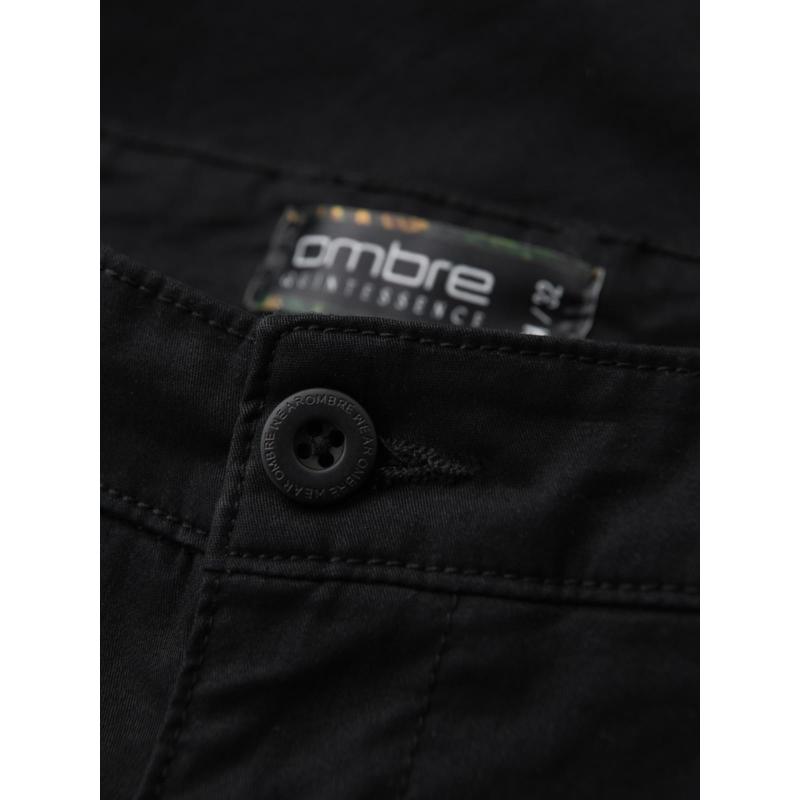 Klasszikus férfi chino rövidnadrág nyitott szárral - fekete V9 OM-SRCS-0197 OM-SRCS-0197