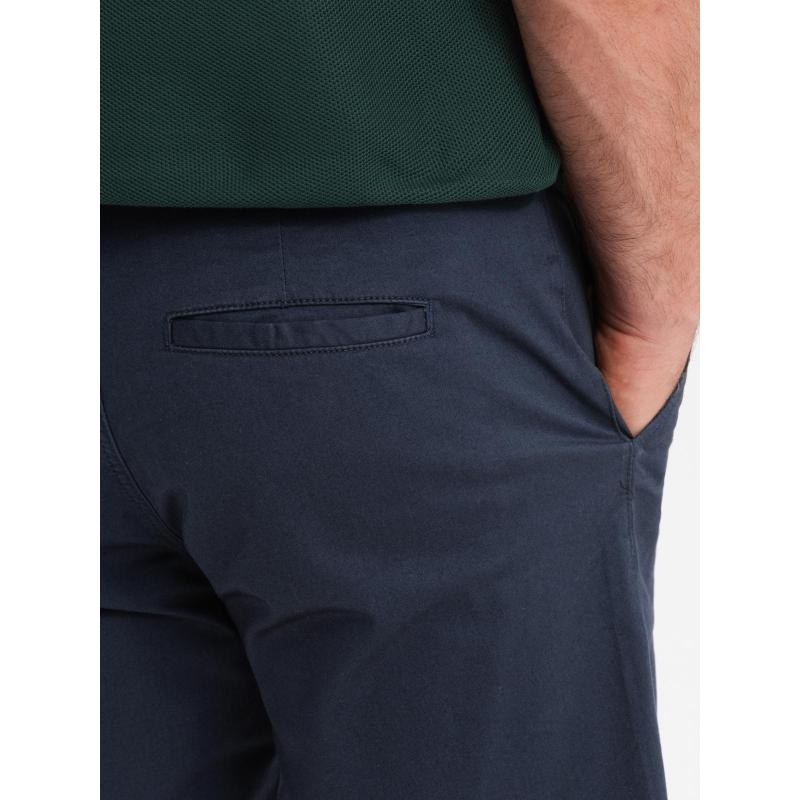 Klasické pánské chino kraťasy s ohrnutou nohavicí - tmavě modré V10 OM-SRCS-0197