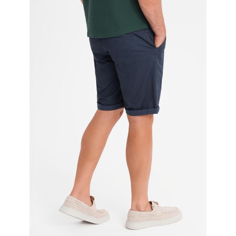 Klasické pánské chino kraťasy s ohrnutou nohavicí - tmavě modré V10 OM-SRCS-0197