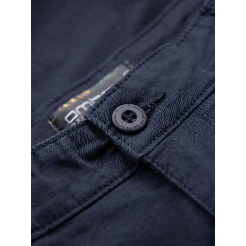 Klasické pánské chino kraťasy s ohrnutou nohavicí - tmavě modré V10 OM-SRCS-0197