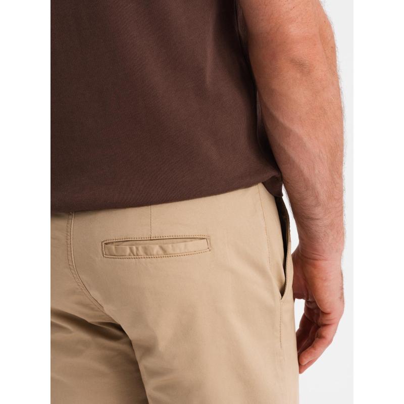 Klasické pánské chino šortky s ohrnutou nohavicí - béžové V11 OM-SRCS-0197