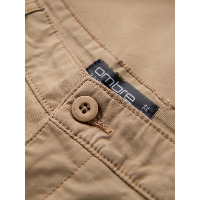 Klasické pánské chino šortky s ohrnutou nohavicí - béžové V11 OM-SRCS-0197