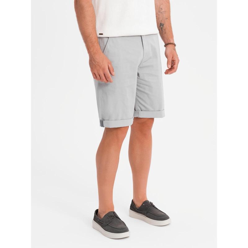 Klasické pánské chino kraťasy s ohrnutou nohavicí - šedé V12 OM-SRCS-0197