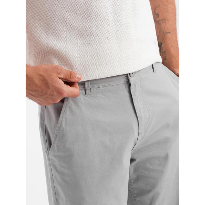 Klasické pánské chino kraťasy s ohrnutou nohavicí - šedé V12 OM-SRCS-0197