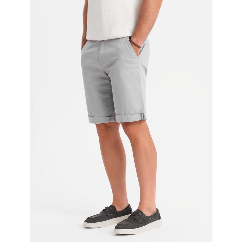 Klasické pánské chino kraťasy s ohrnutou nohavicí - šedé V12 OM-SRCS-0197