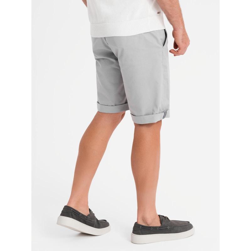 Klasické pánské chino kraťasy s ohrnutou nohavicí - šedé V12 OM-SRCS-0197