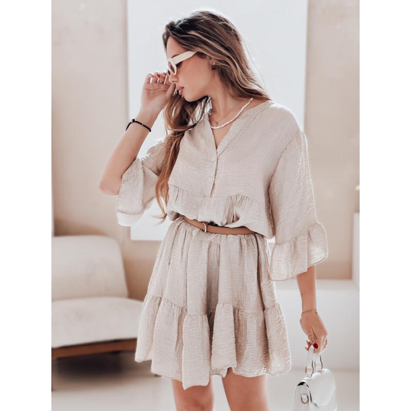 Letní mušelínové šaty LYVONNE světle béžové