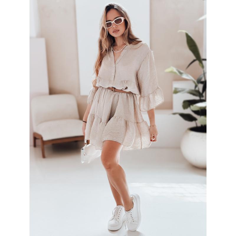 Letní mušelínové šaty LYVONNE světle béžové