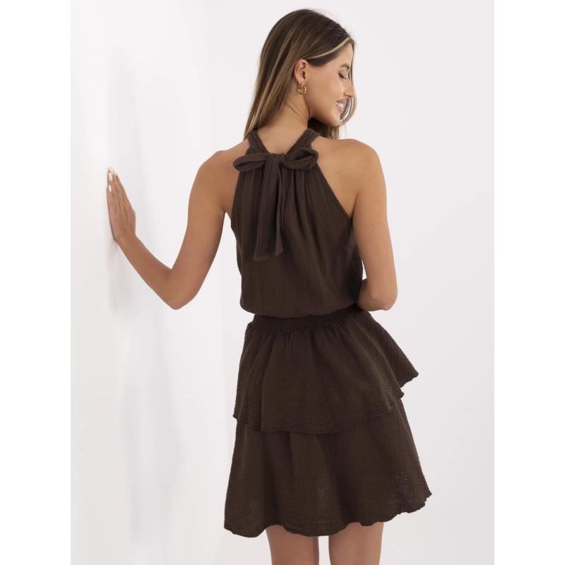 Mušelínová letní šaty tmavě hnědé
