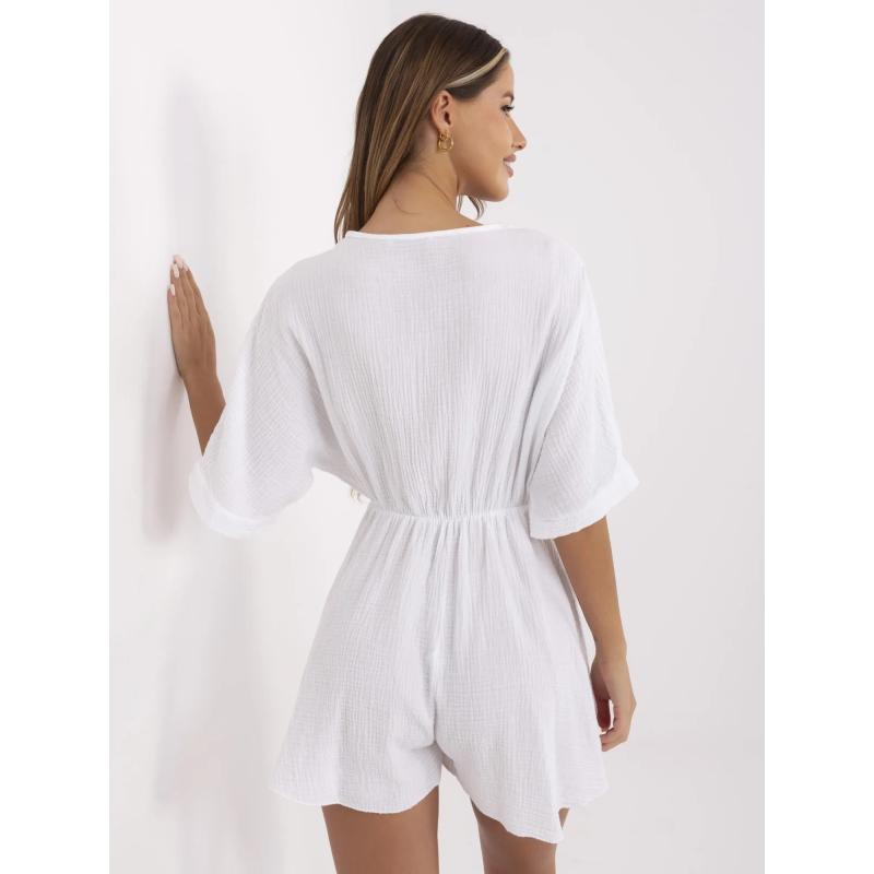 Mušelínové šaty s krátkými rukávy bílé