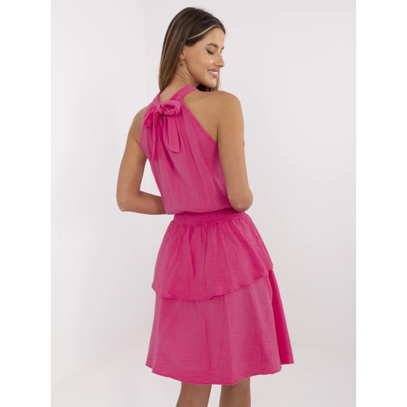 Mušelínové šaty s gumou v pase fuchsiové