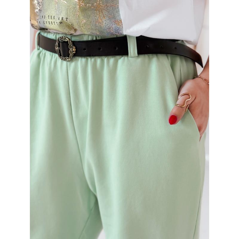 Dámské chino kalhoty s páskem TAILANDI mátové