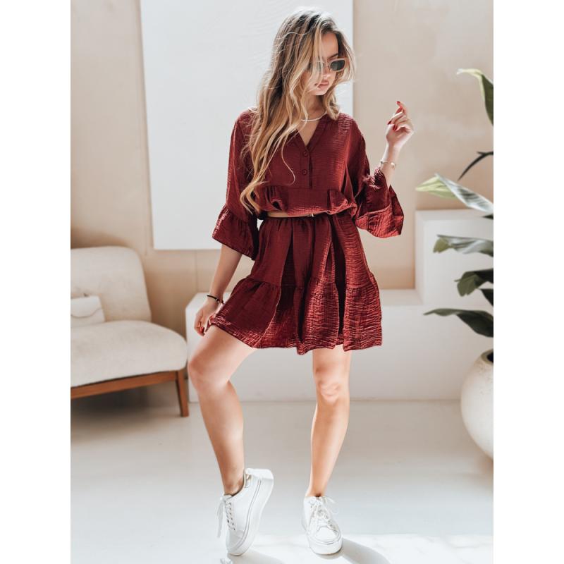 LYVONNE bordó színű muszlin nyári ruha