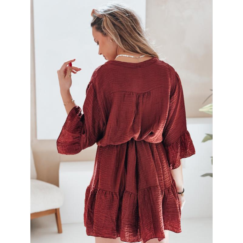 LYVONNE bordó színű muszlin nyári ruha