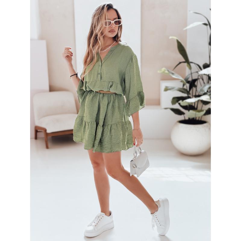 Letné šaty z mušelínu LYVONNE tmavo zelené