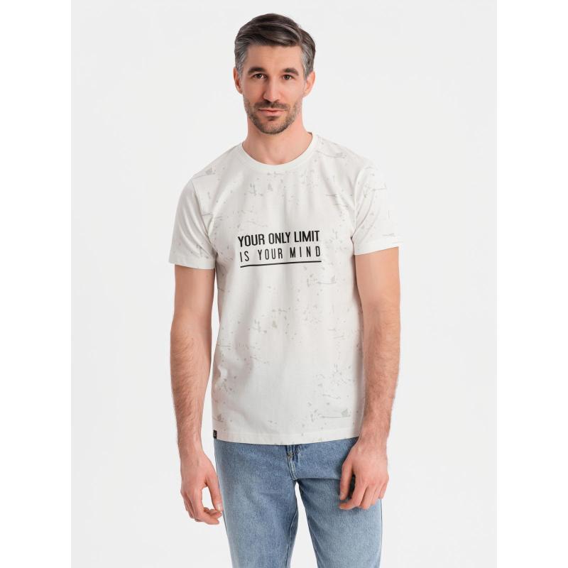 Pánské tričko s potiskem a kulatým výstřihem - bílé V1 OM-TSFP-0187