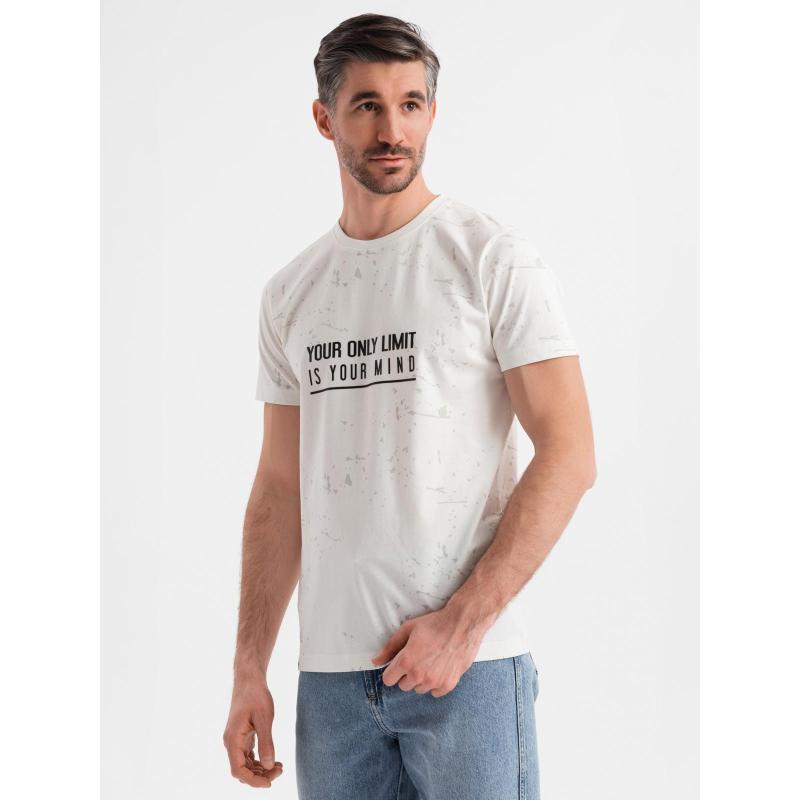 Pánské tričko s potiskem a kulatým výstřihem - bílé V1 OM-TSFP-0187
